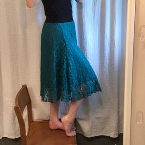 Lularoe S midi lace green skirt